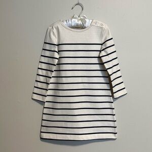 Crewcuts Cream and Navy Striped Long-Sleeve Dress